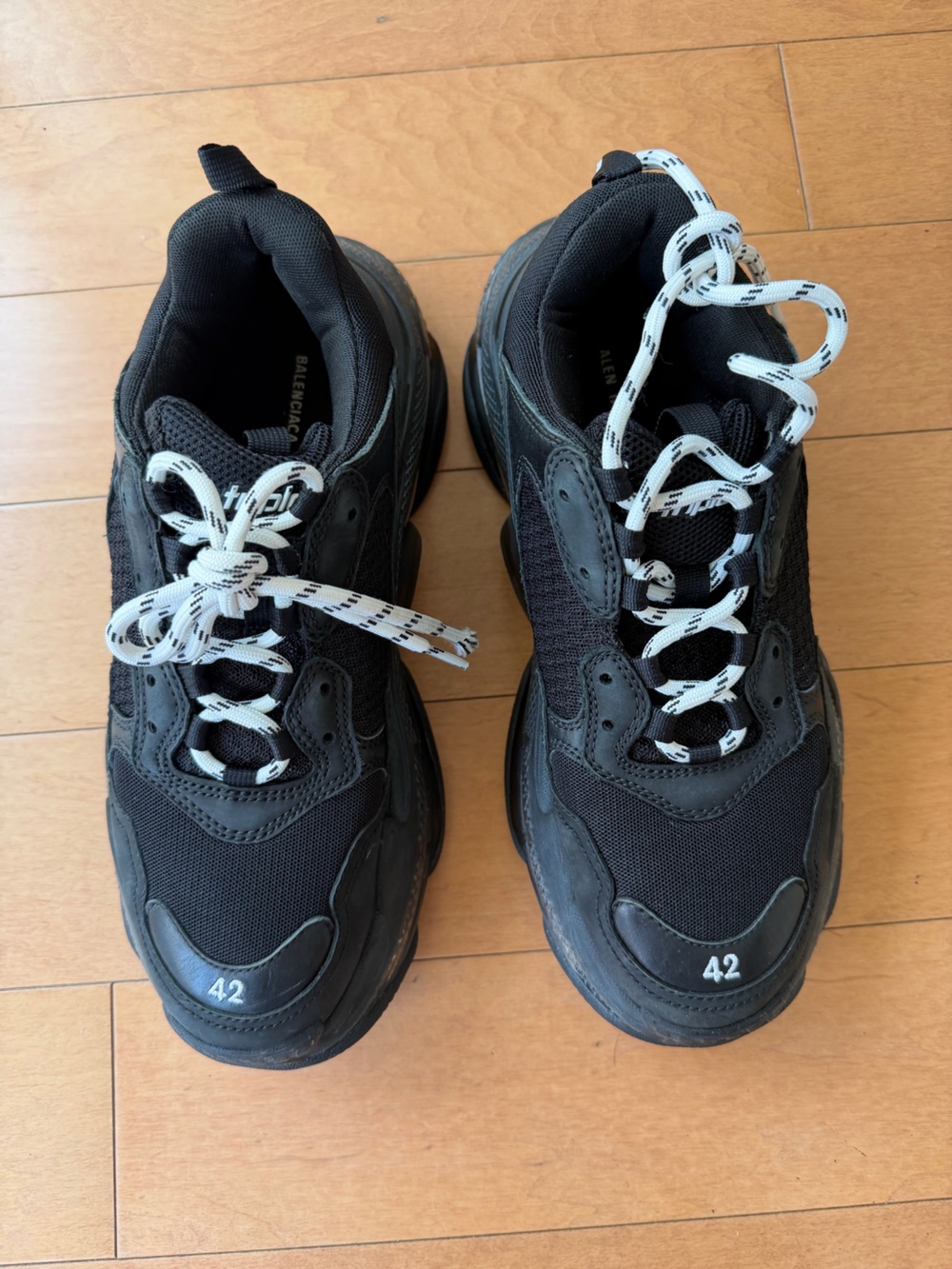 Balenciaga Triple S Black Sneakers with White Rope Laces